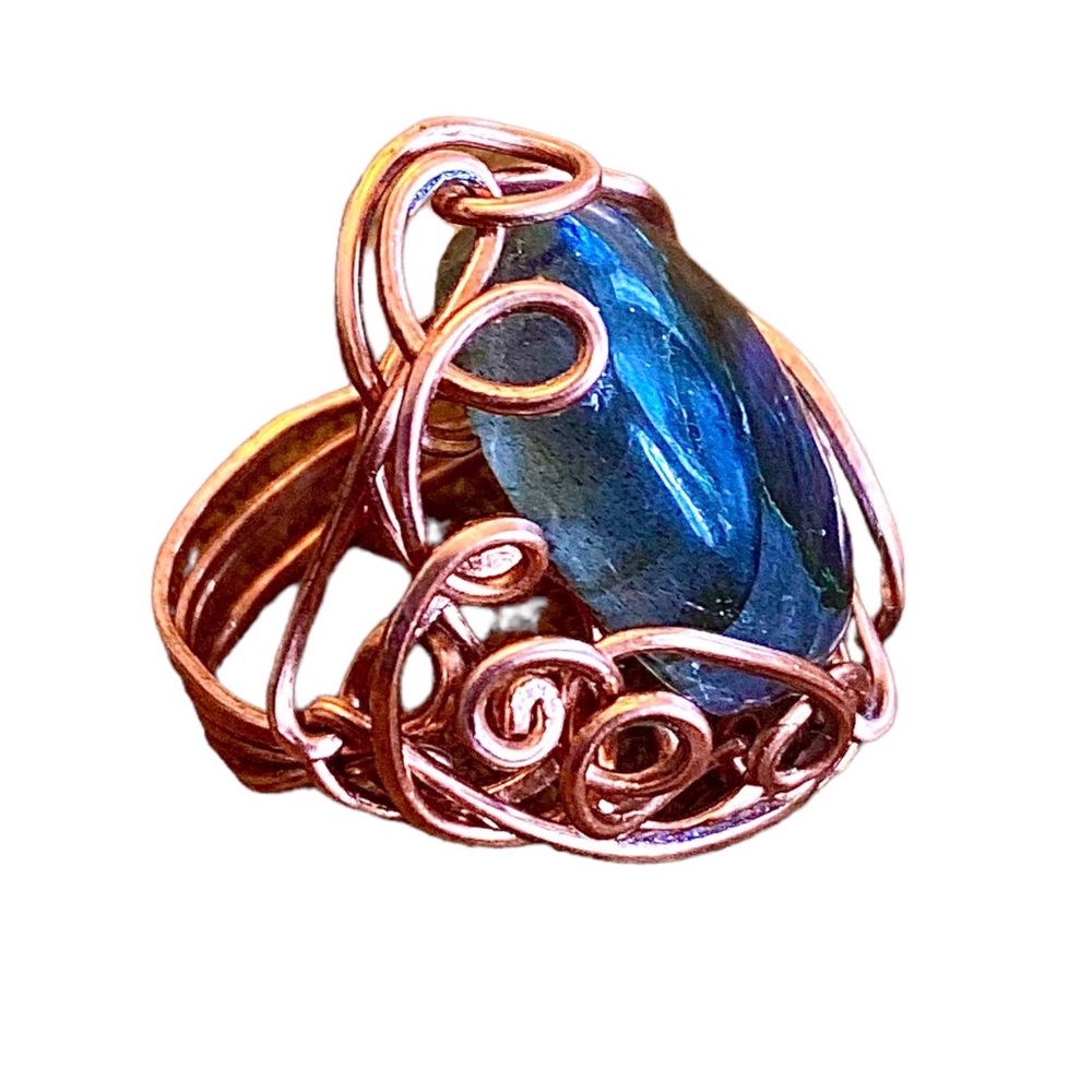 Ultimate Labradorite Ring in Copper